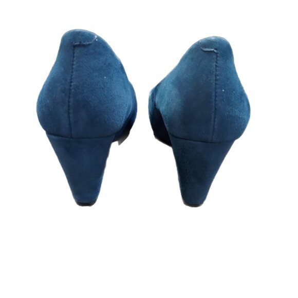 Shoes Easy Spirit Blue Suede 3 Inch High Heel Pumps Anti Gravity USA Size 7.5 - Picture 6 of 13